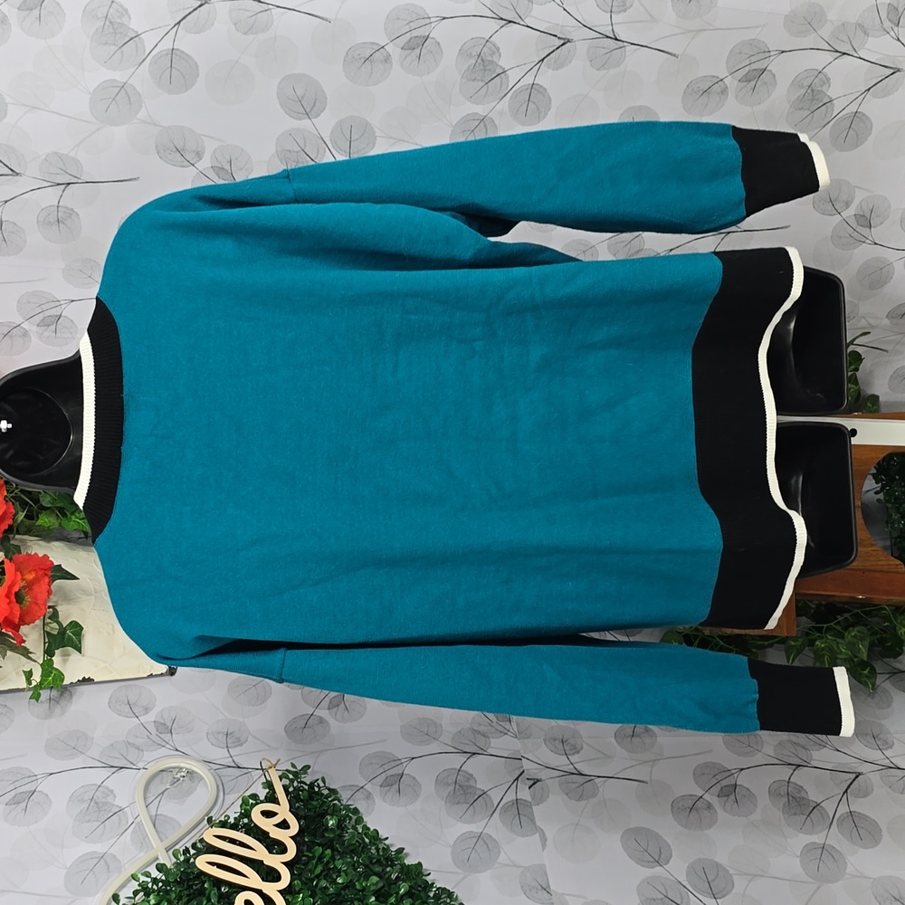 Juicy by Juicy Couture Teal Heart Logo Crew Neck Sweater - Large - Picture 8 of 10